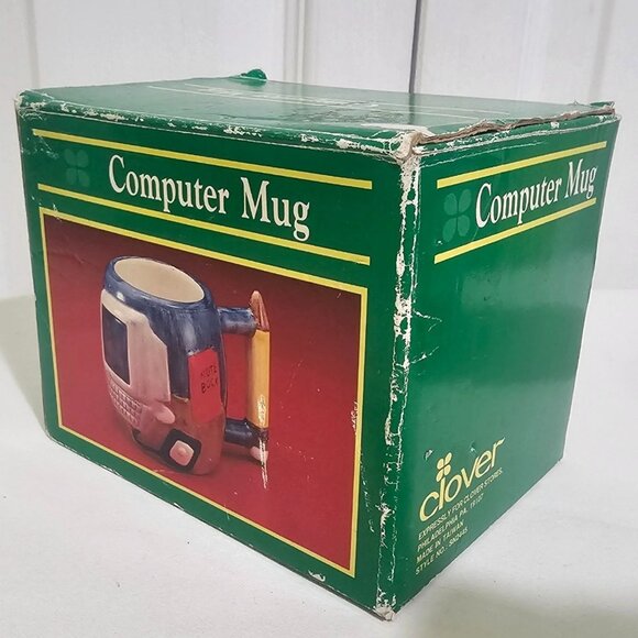 Vintage Clover Computer Mug Retro 80s 90s PC Monitor Novelty Retro Geek Gift Box - Picture 11 of 15